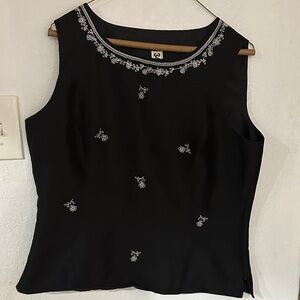 Silkland Embroidered Black Top & Pants Set | Size 10P